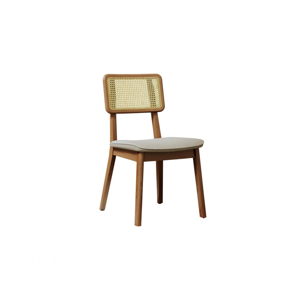 Silla de Comedor Classic Ratán - Línea Manhattan Tela Lino/Natural