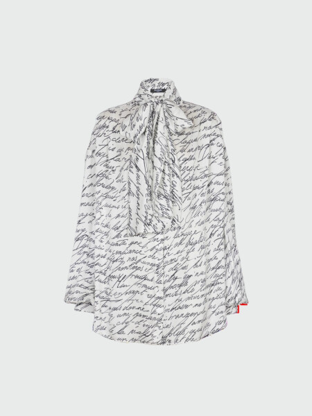 Balmain - Camisa con lazo en el cuello y estampado "Love Letter" Blanco