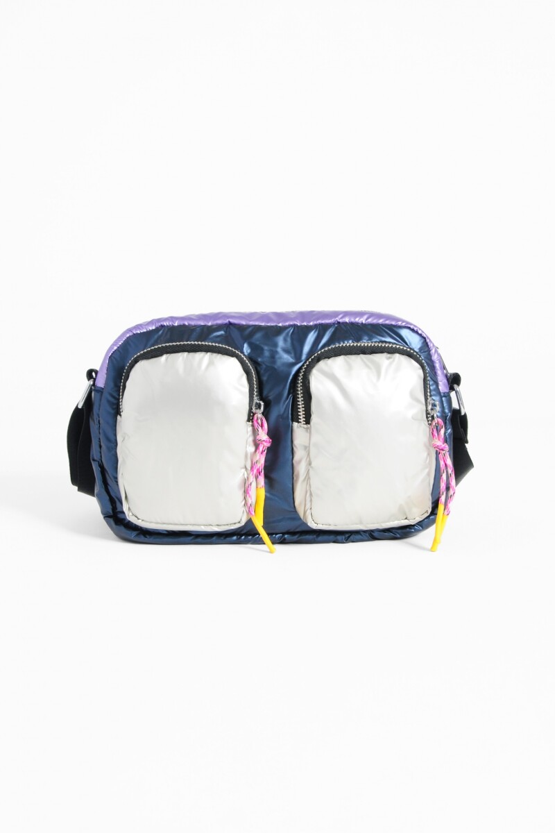 Cartera bandolera puffy dos bolsillos azul