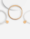 Pulseras Elásticas Sets Perla Set De Pulseras Con Perlas - Dorado