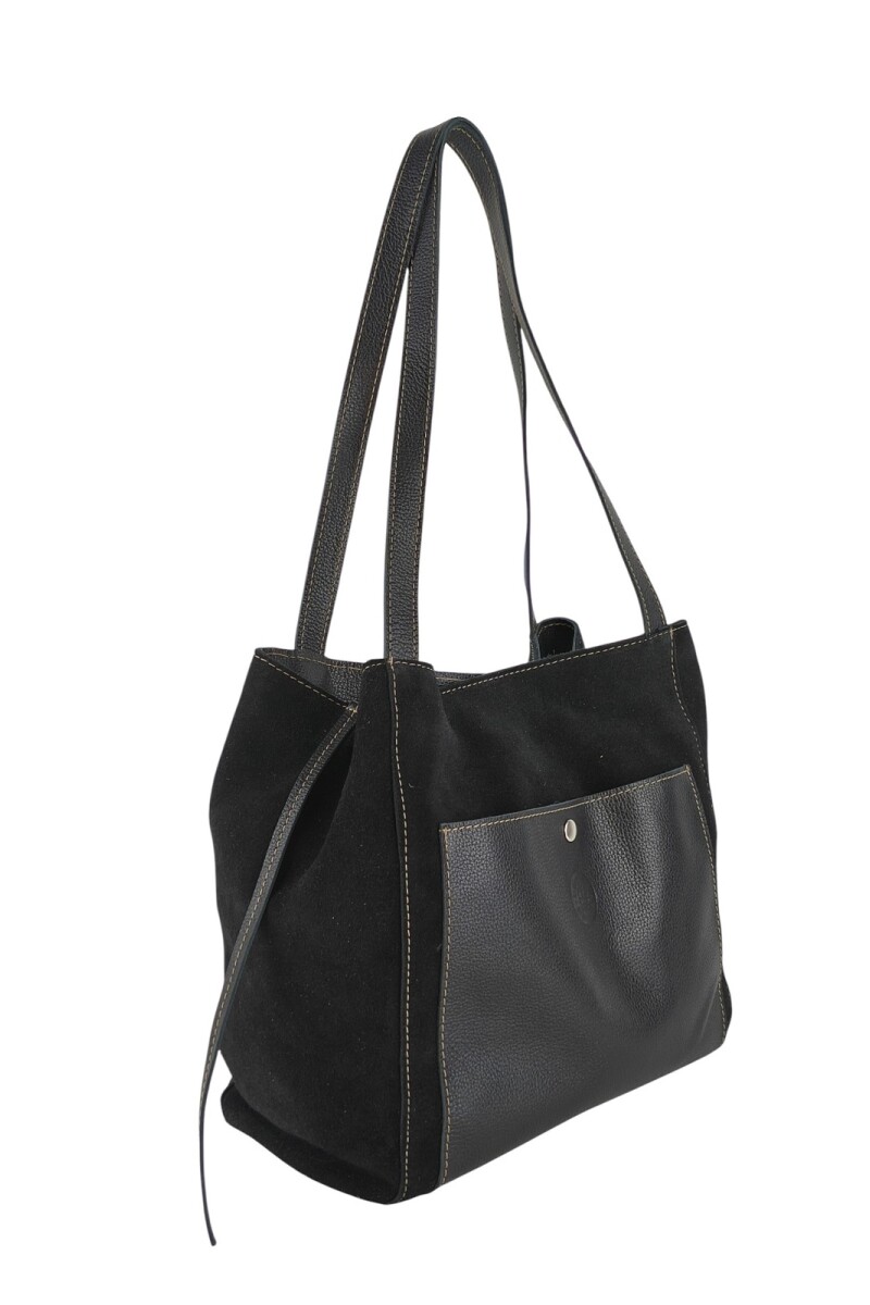Bolso de cuero gamuza Negro