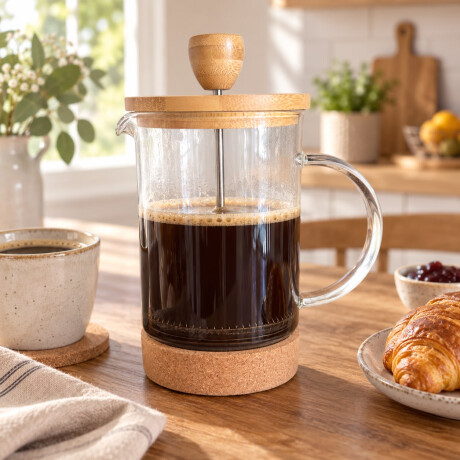 Cafetera Prensa Francesa 800 ml Vidrio Base Corcho Cafetera Prensa Francesa 800 ml Vidrio Base Corcho