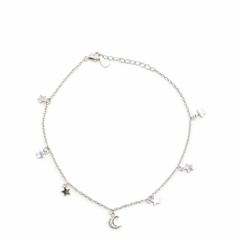 Tobillera force - Dije estrellas - Plata 925 - sin piedra - TO3003 sinpiedra