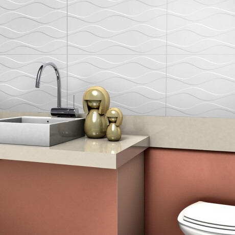 Ceramica Blanco Con Relieve 32X57 Pared GAMAS DE GRIS