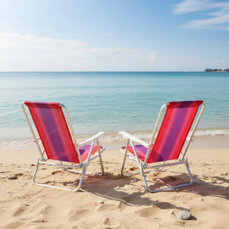 Reposera Silla Reclinable De Playa 8 Posiciones Aluminio Coral/violeta