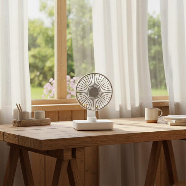 Ventilador Escritorio Recargable Usb Batería 3 Velocidades Color Blanco