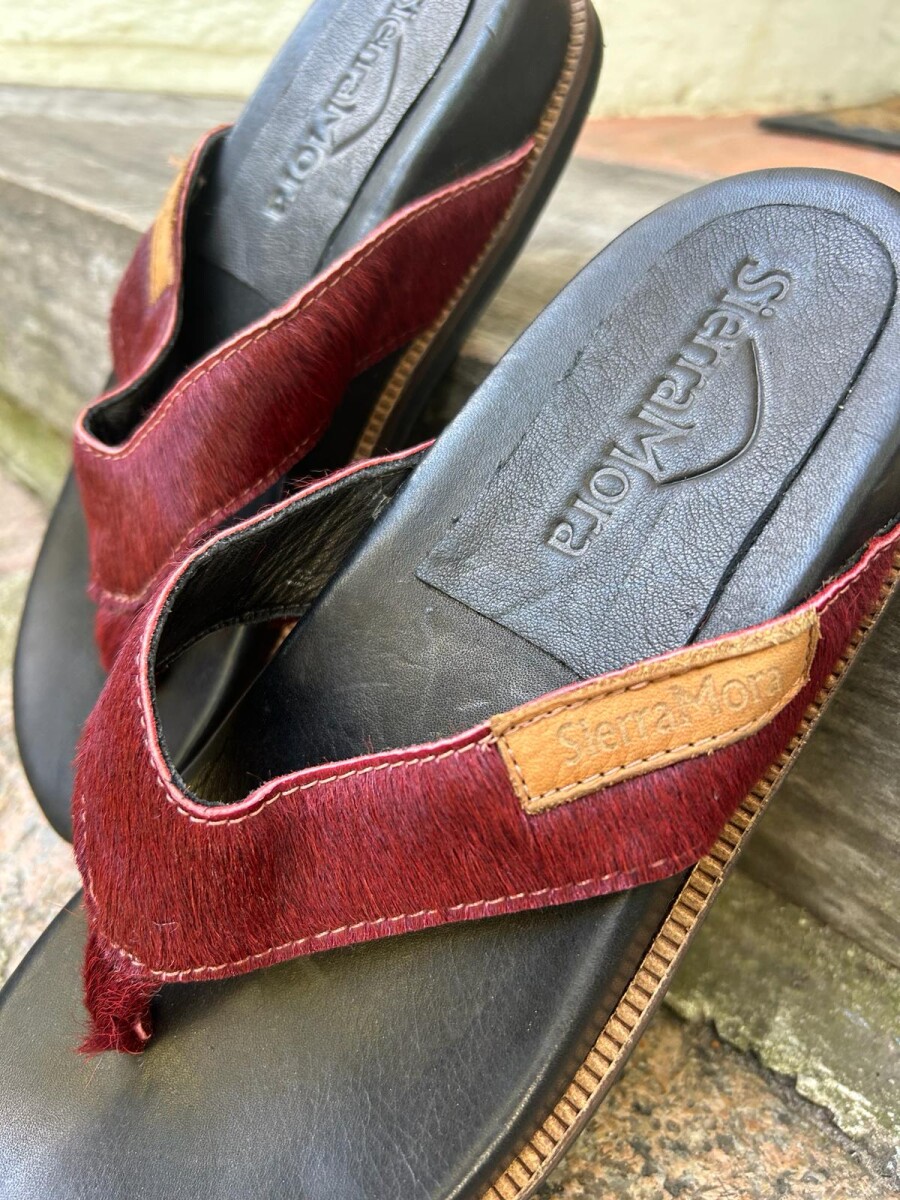 Flip Flop Shoes - Cowhide Bordeaux 