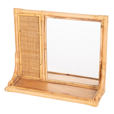 ESPEJO CON ESTANTE RATTAN NATURAL-BEIGE 7159