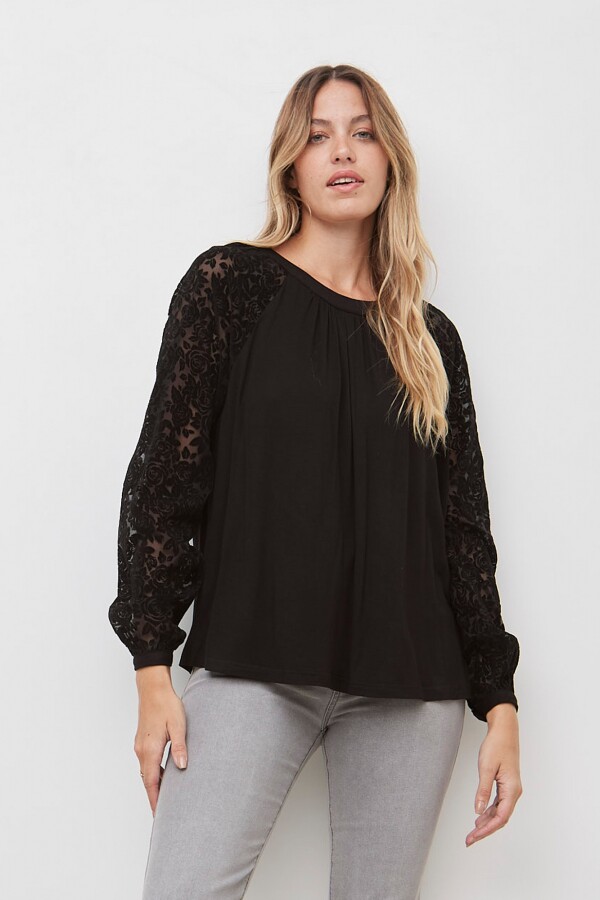 Blusa Detalle Manga NEGRO