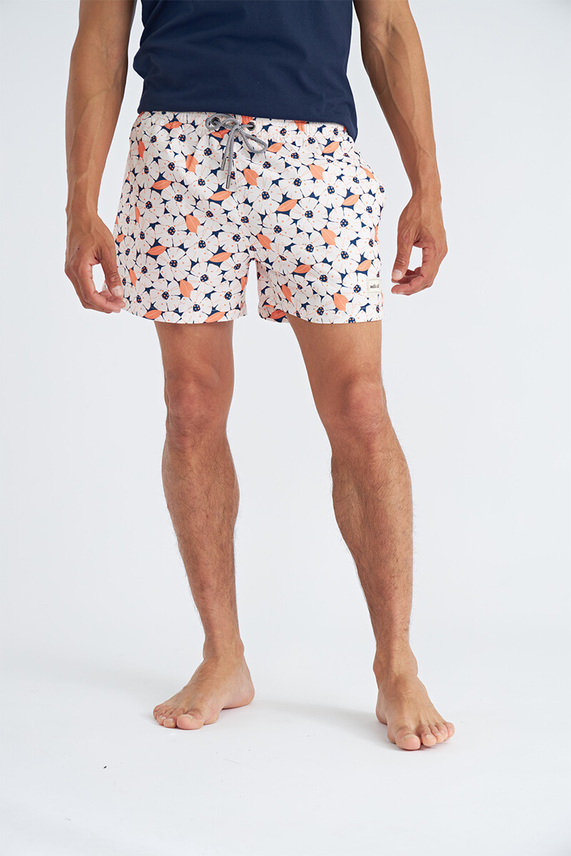 Short cl�sico Henry - Blanco con flores 