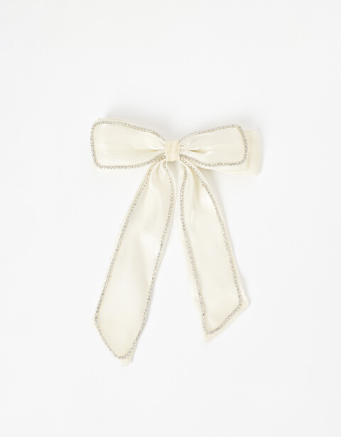 Hebillas Francesas Metal Hebilla Francesa Con Moño Y Strass - Blanco Crema