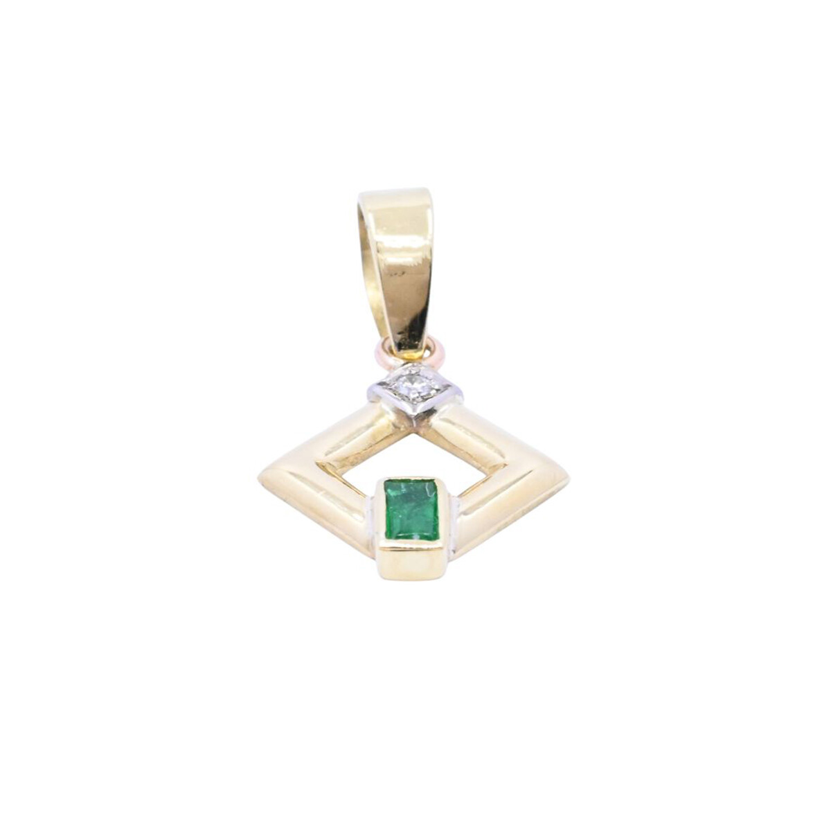Colgante oro 18k esmeralda y brillante. 