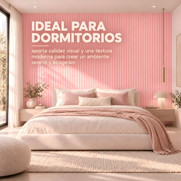 Pack x20 Wpc Simil Madera Wall Panel Lambrin 2.90x16.7 Rosa 1