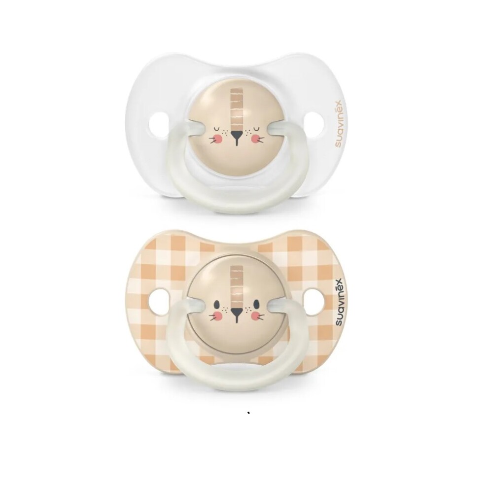 Set x2 chupete fisiológico Suavinex 0 a 6 M - Nocturnos Beige Nocturnos