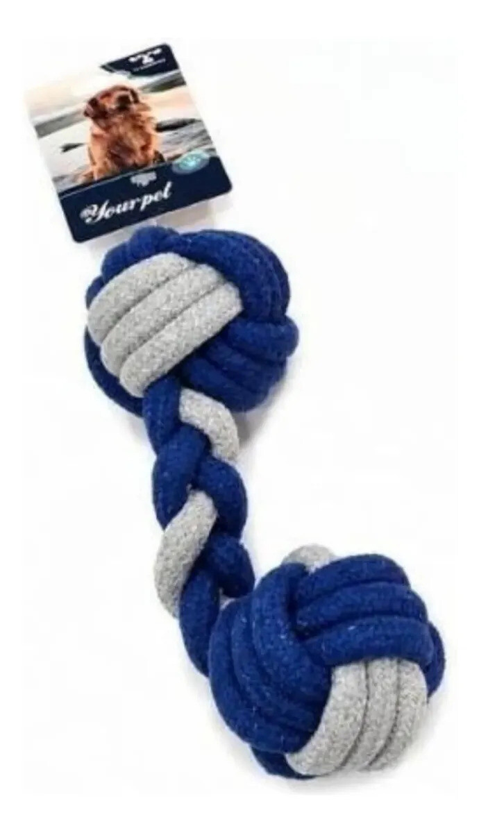 Juguete Para Perro De Cuerda Mancuerna Colores - AZUL 