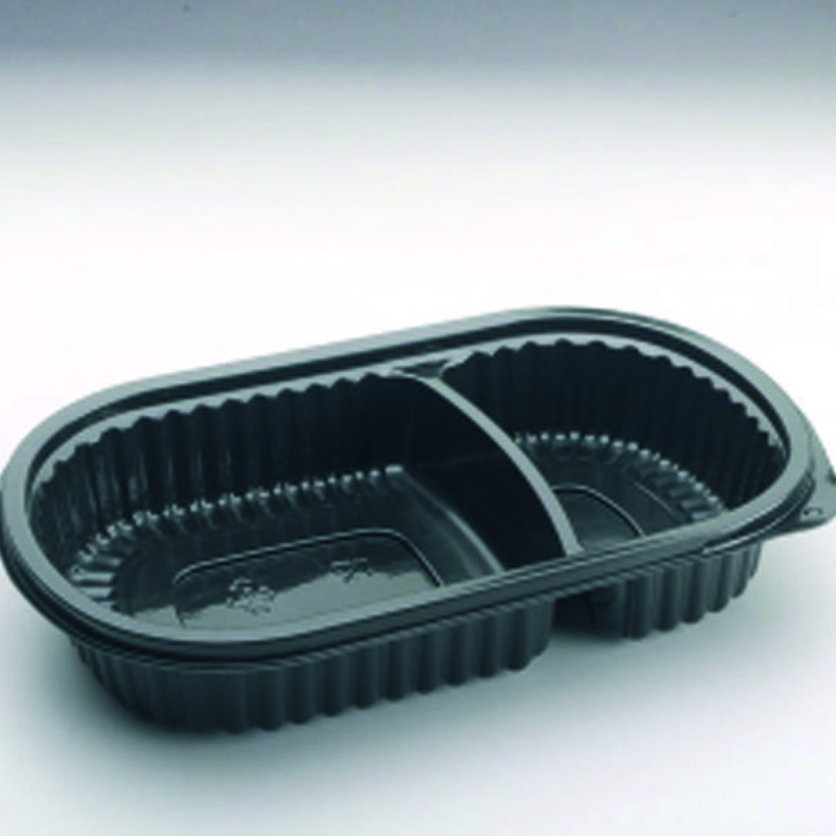 BANDEJA PP CON 2 DIVISIONES BASE NEGRA 15X24.2X4.5 CM. 