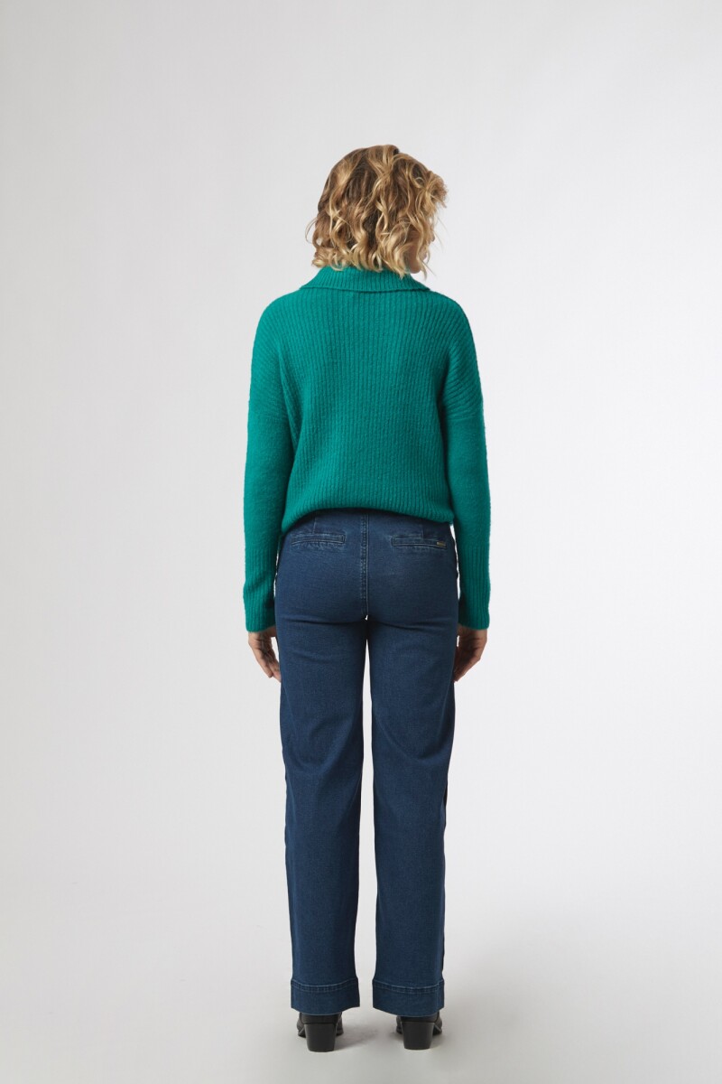 Jean ancho con broches jean medio
