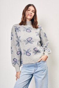 Polerón Intarsia Gris Melange