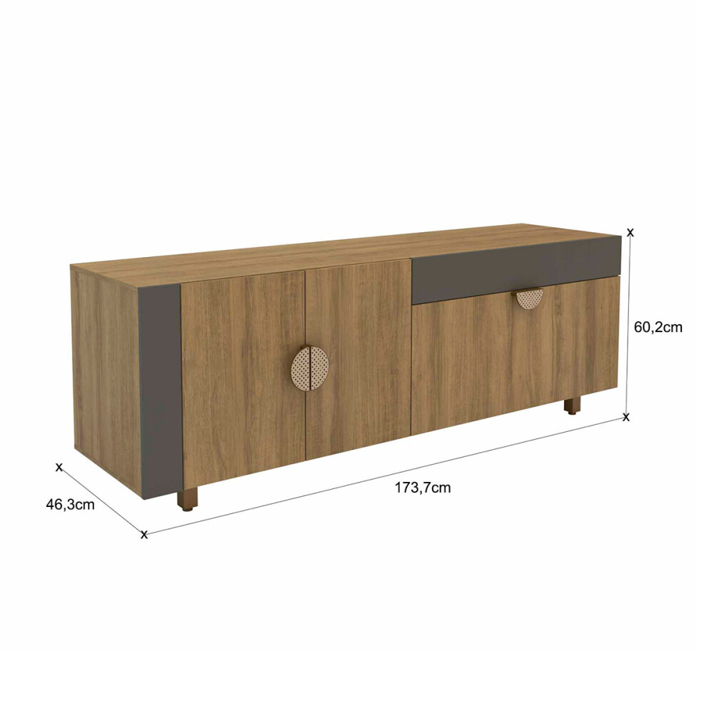 RACK MEDIA LUNA COLOR MIEL/GRAFITO Rack Media Luna Color Miel/grafito