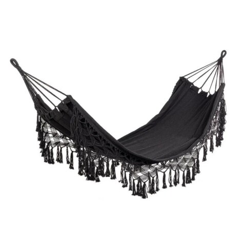 Hamaca Paraguaya Silla Colgante Reforzada Jardín Con Flecos Bolso Y Soga Imback Color Negro Hamaca Paraguaya Silla Colgante Reforzada Jardín Con Flecos Bolso Y Soga Imback Color Negro