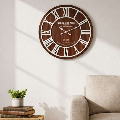 Reloj De Pared Mdf D68X68X43Cm Numeros Romanos Blancos