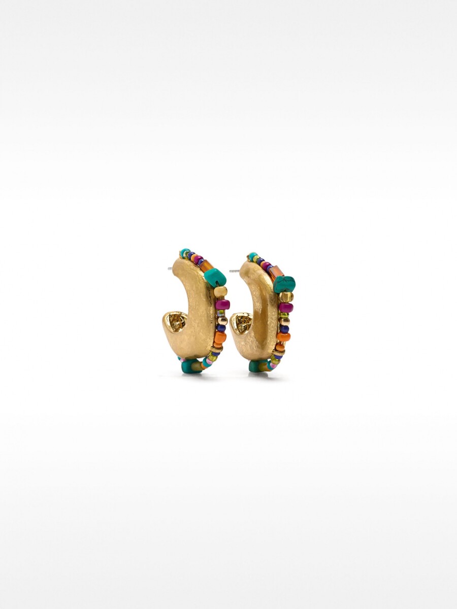 Pendientes De Aro Abiertos Con Abalorios Multicolor multicolor