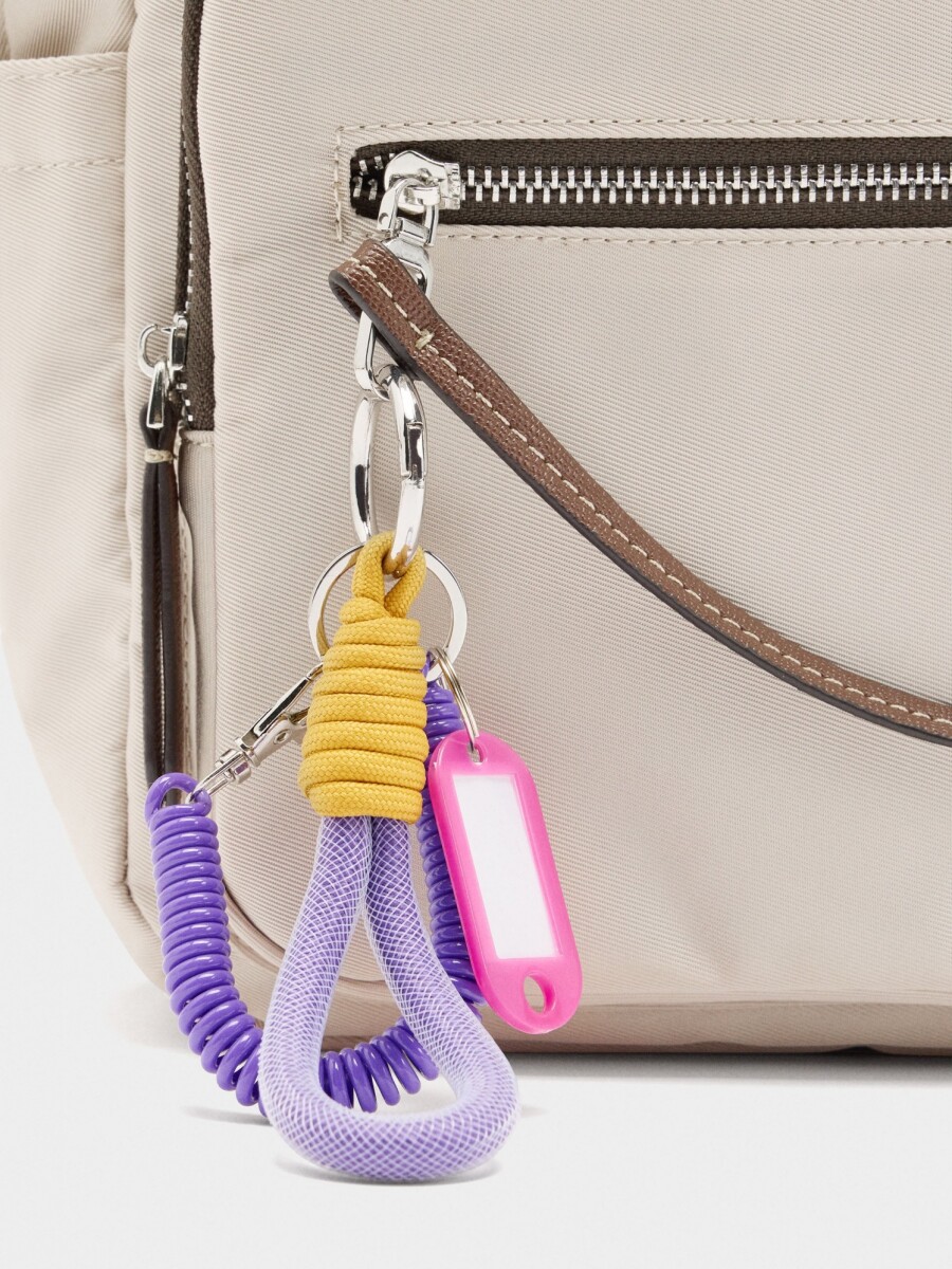 Mochila De Nylon Con Colgante crudo
