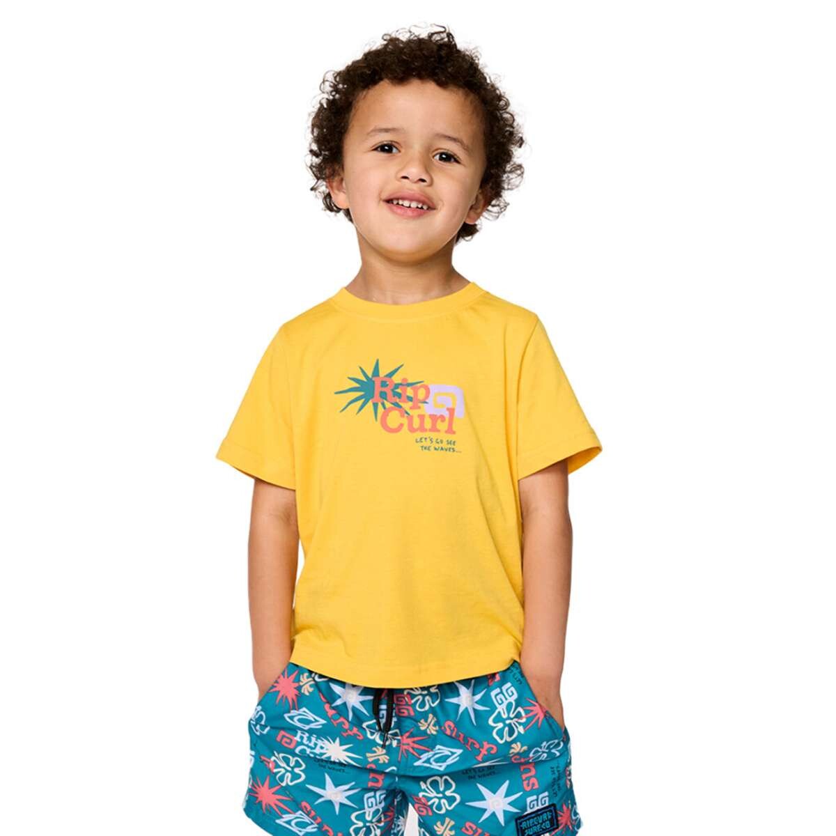Remera Rip Curl Lets See The Waves Tee Niño - Amarillo 