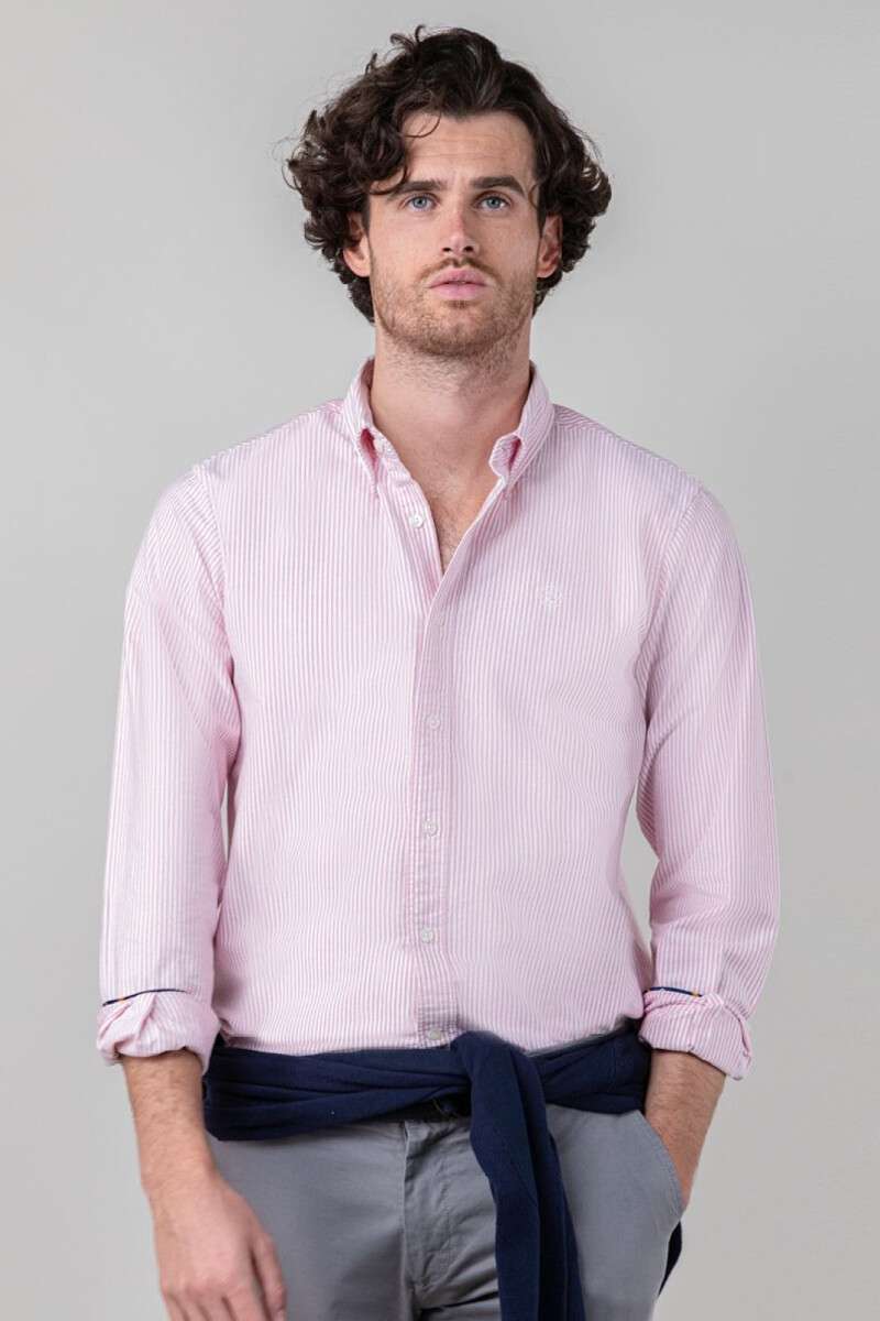 Camisa Oxford El Ganso Raya Yale Rojo