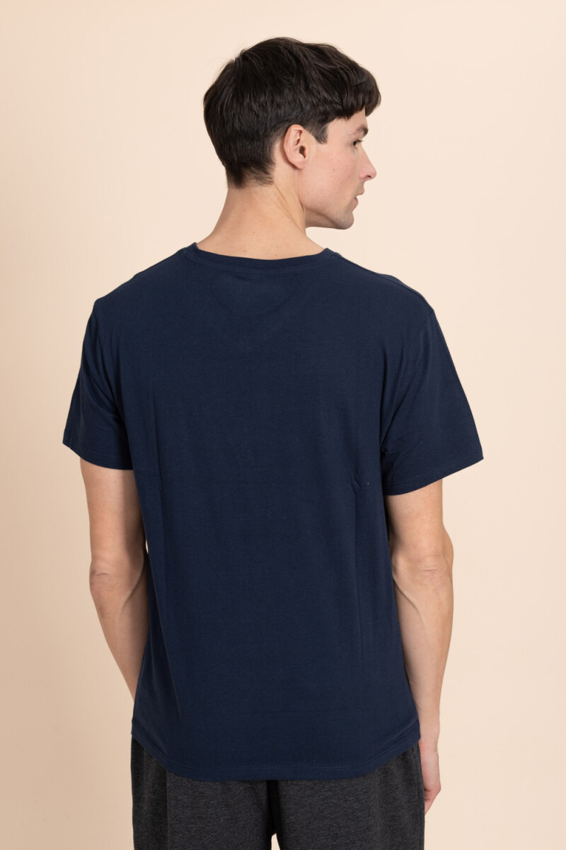 Camiseta cuello en V Azul marino