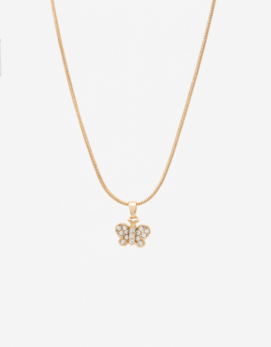 Collar Con Dije De Mariposa De Strass 