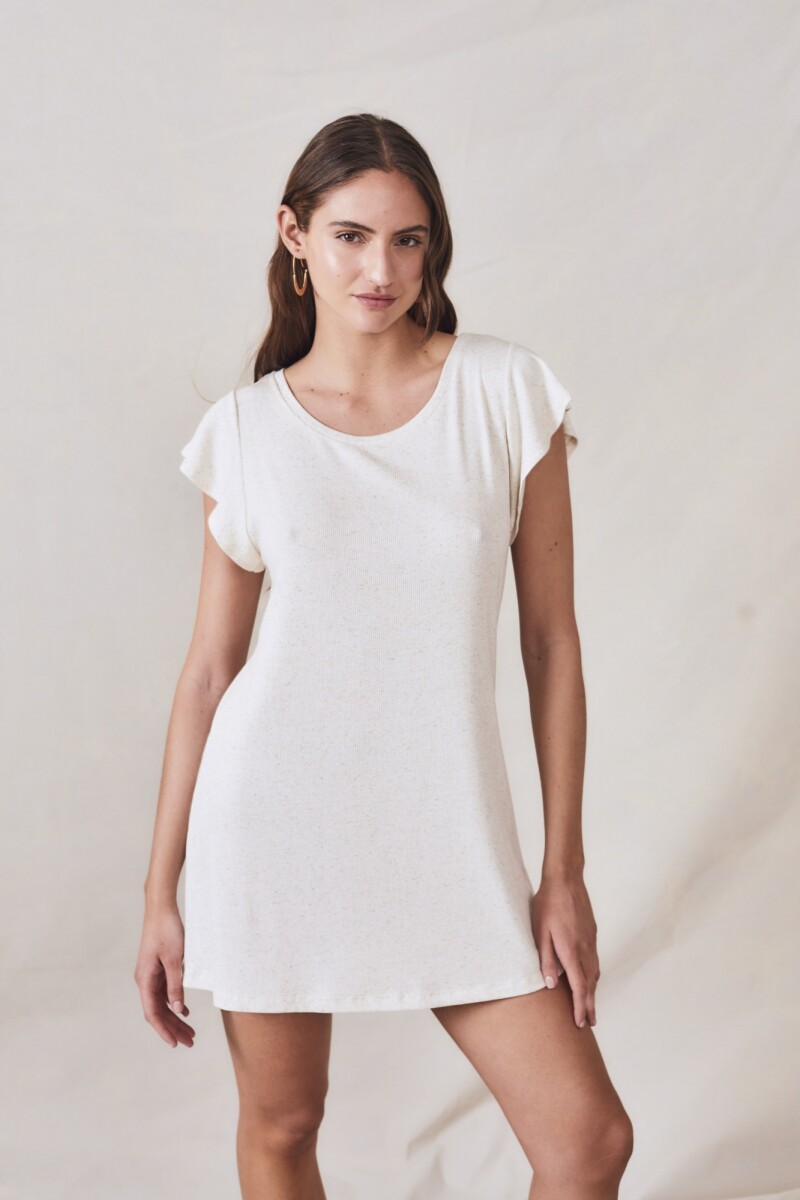 Vestido Algodón Lino Beige Melange