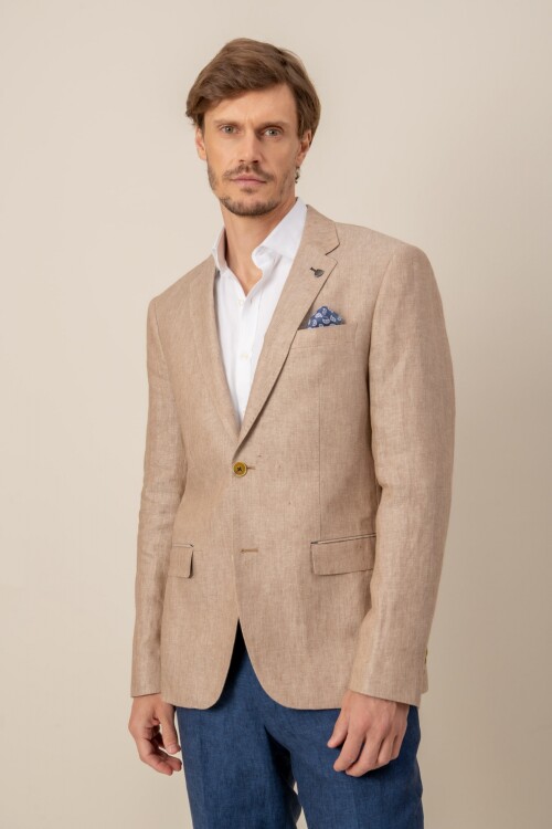 Saco Lino Custom fit Tostado