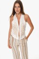 Chaleco Sapphiro Manteca con bordado beige