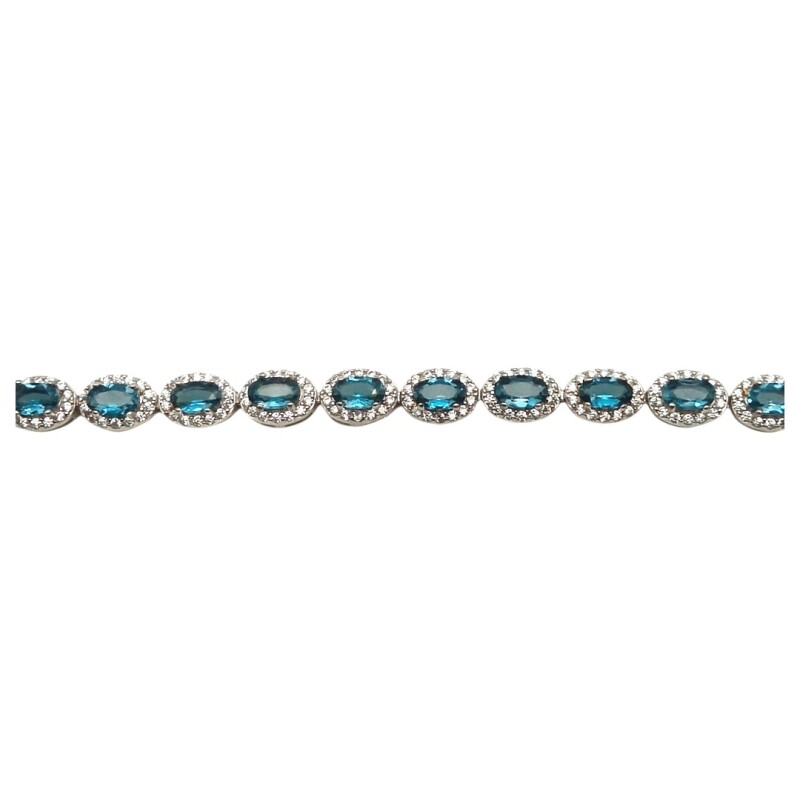 Pulsera oval-Plata 925-Piedra topacio y zirconia-PU3020 conpiedra