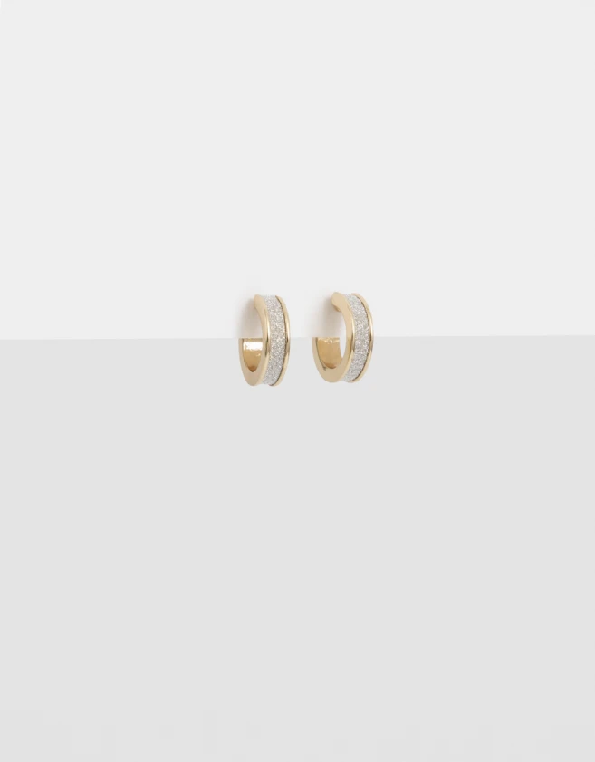 Aros Argollas Con glitter Argollitas Con Glitter - Dorado