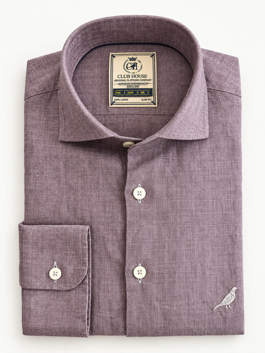 Camisa Lino Hudson Collar - Mora Melange 