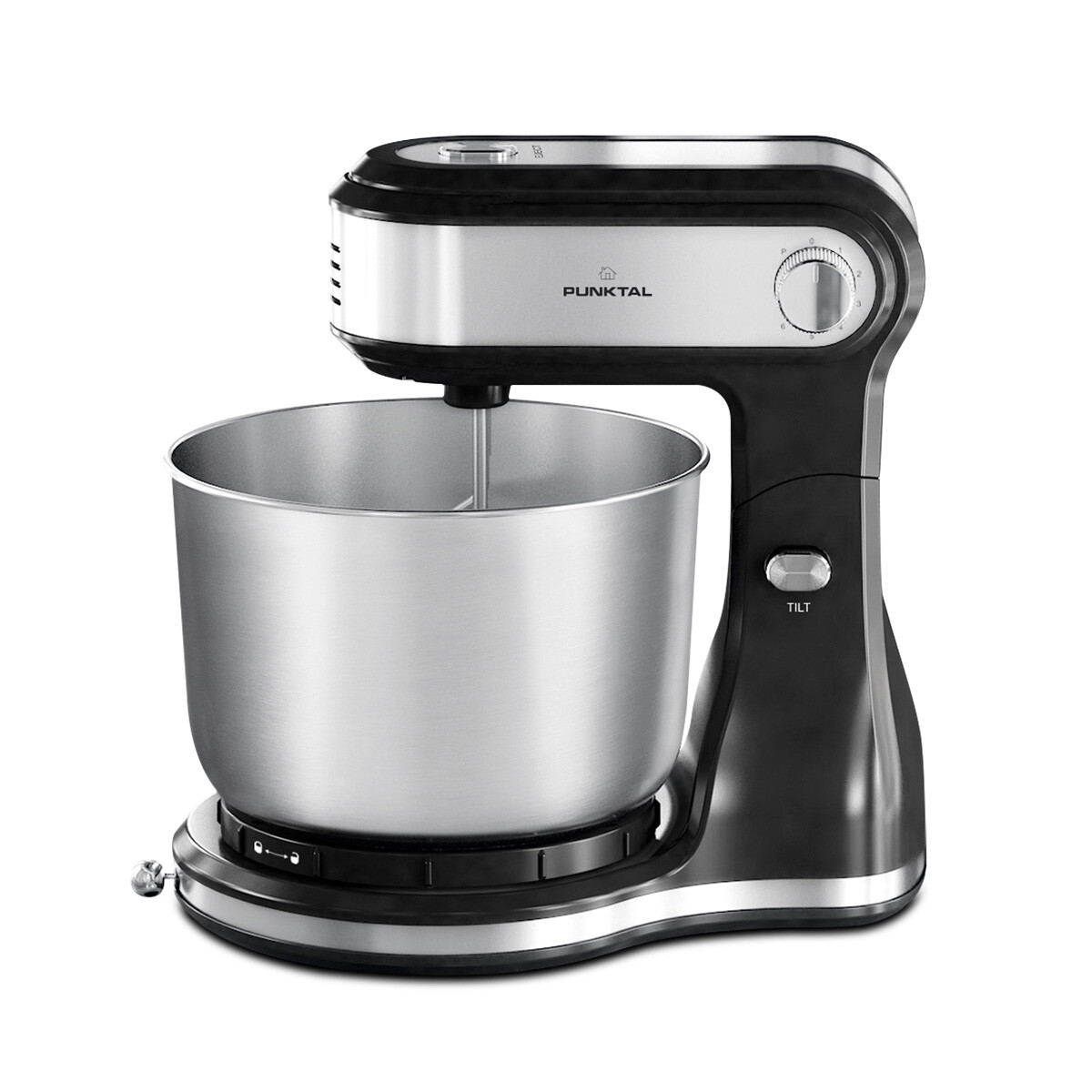 BATIDORA PUNKTAL CON BOWL 300W 6 VELOCIDADES.5 LTS INOX NEGRA 