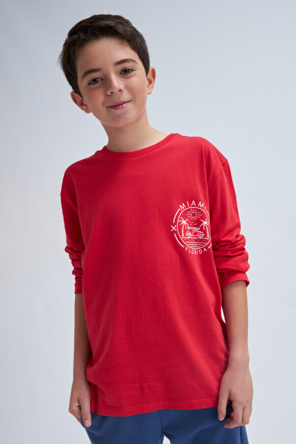Camiseta manga larga Miami - Rojo