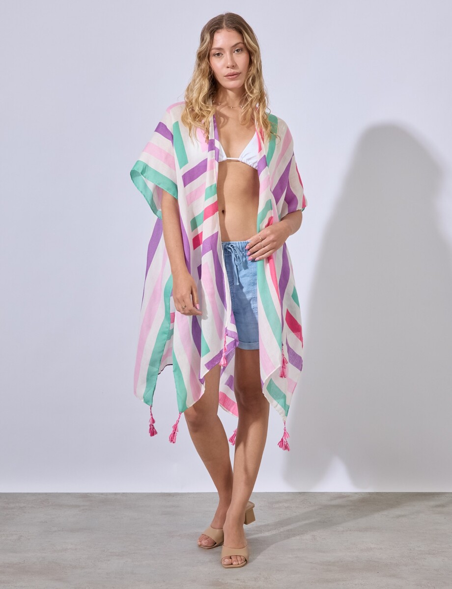 Kimono Lineas - Multi/fucsia 