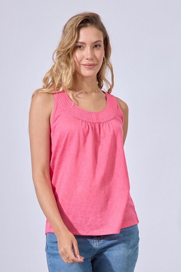 Musculosa Escote Crochet ROSA