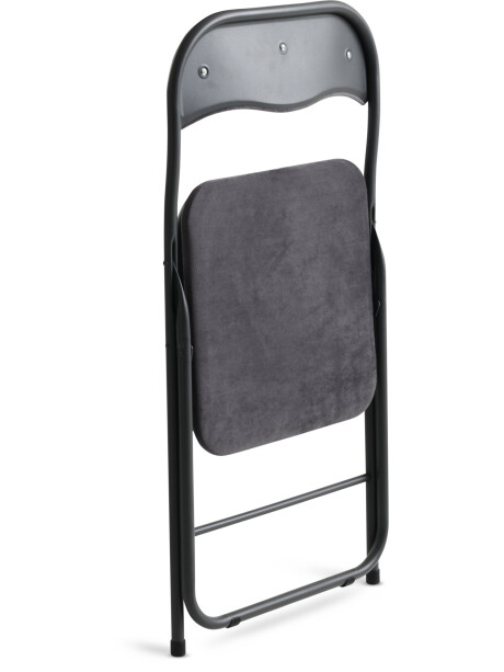 Silla plegable VIUF terciopelo gris/acero negro Silla plegable VIUF terciopelo gris/acero negro