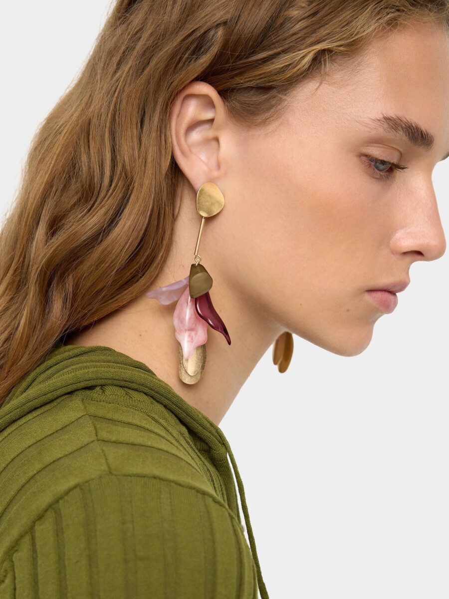 Pendientes Largos De Pétalos multicolor