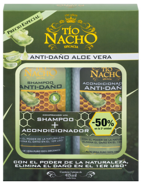 Pack de Shampoo y Acondicionador Tío Nacho Anti-Daño Aloe Vera 415ml Pack de Shampoo y Acondicionador Tío Nacho Anti-Daño Aloe Vera 415ml