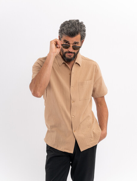 Camisa m/c bambula beige