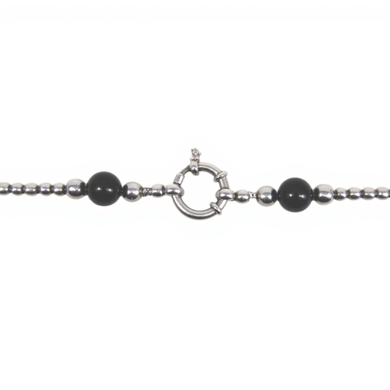 Cadena bolitas varias -Plata 925 - onix -CD5086 conpiedra