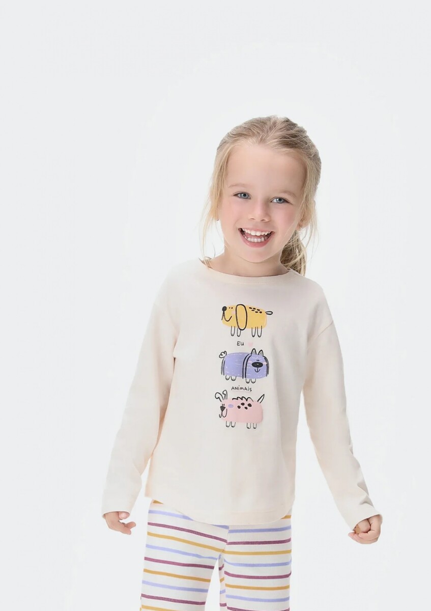 CAMISETA INFANTIL CON ESTAMPA - BEIGE 