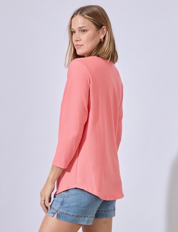 Blusa Ribs Escote Metal CORAL