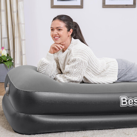 Colchón Sommier Inflable Bestway Camping + Almohada Azul