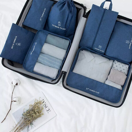 Set Organizador De Valija Para Viaje 7 Separadores Azul